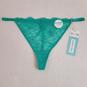 Dorina Eco Lace Sheer Green Peony String Thong Panty Size XL